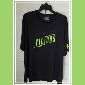UNDER ARMOUR Always Vicious Workout Running Shirt Loose Fit Black Neon Green 2XL